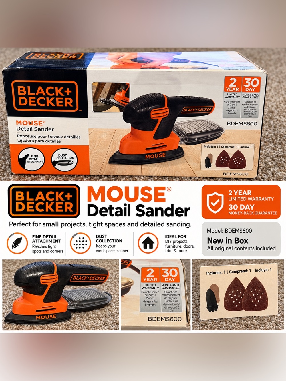 Black & Decker Orange and Black Detail Sander